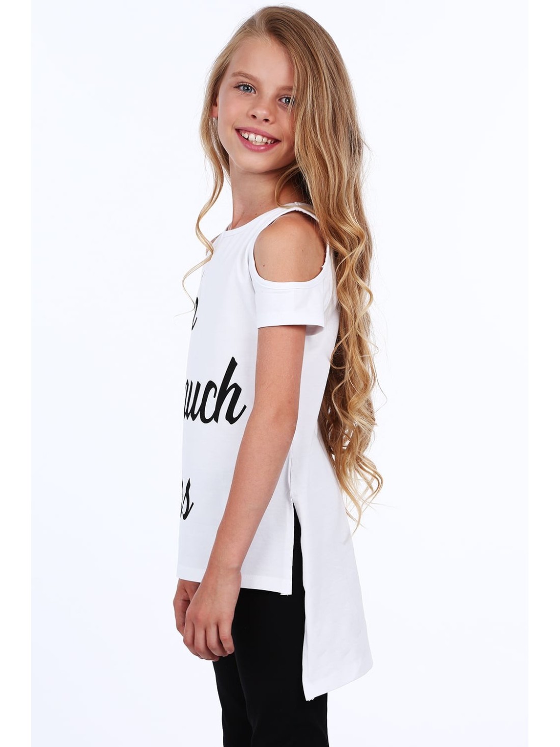 Bluza fetita cu umerii goi, alba NDZ8227 - Magazin online - Boutique